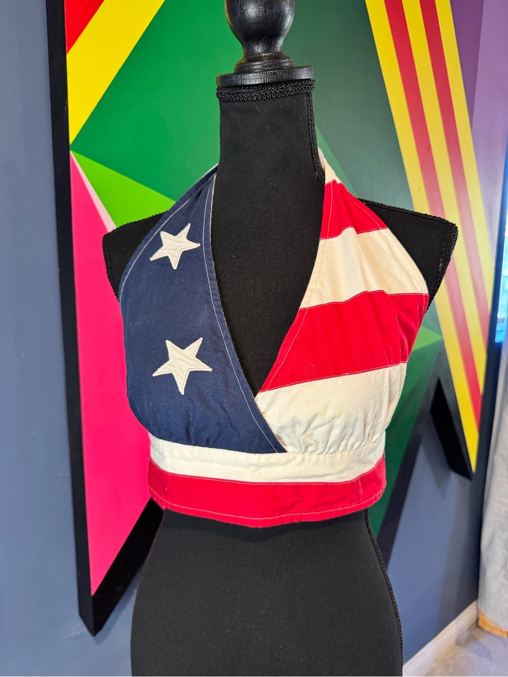 Vintage Tommy Hilfiger American Flag Reversible Halter Top Y2K RARE